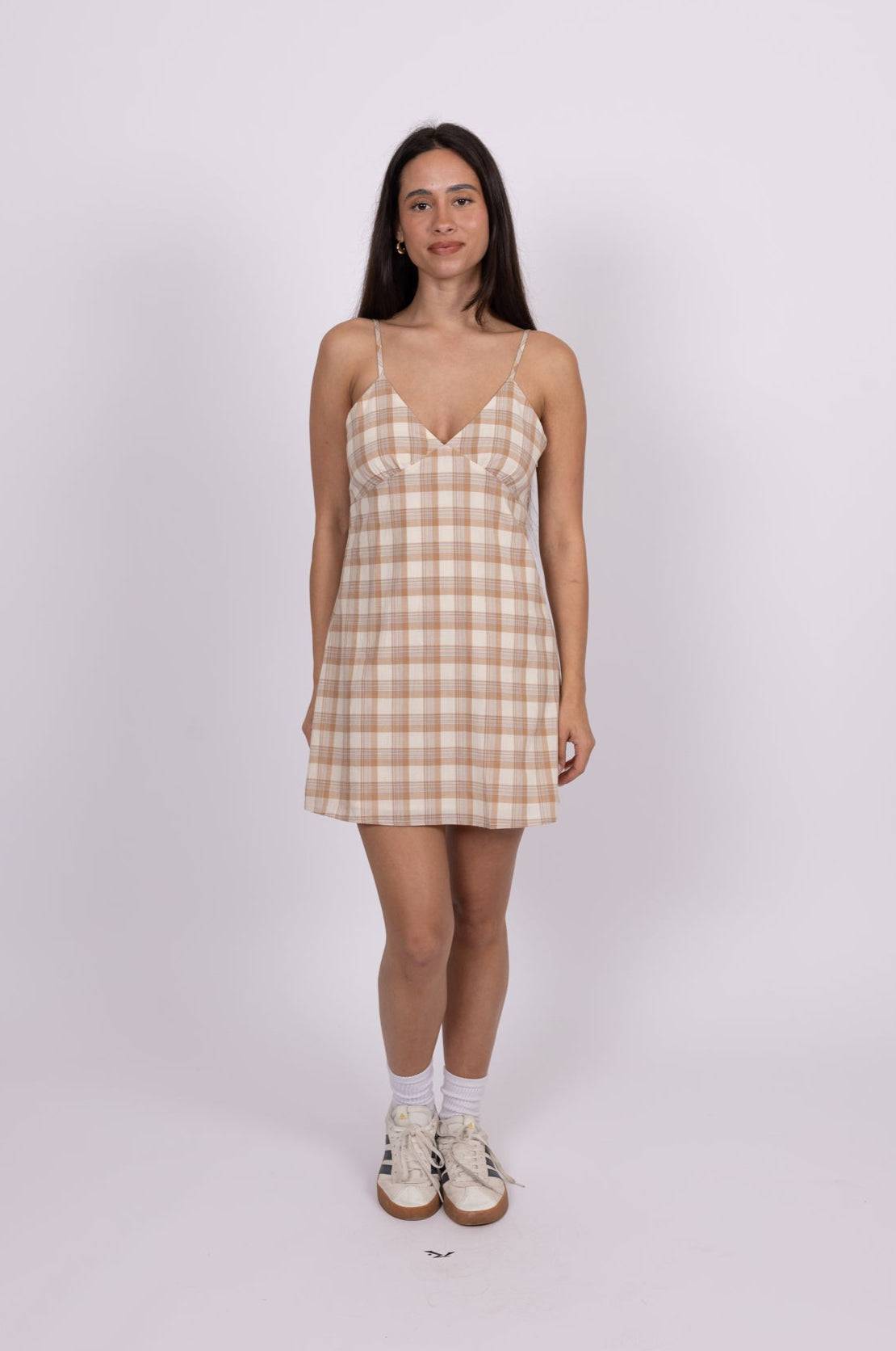 Rusty Turner Plaid Mini Dress - Camel