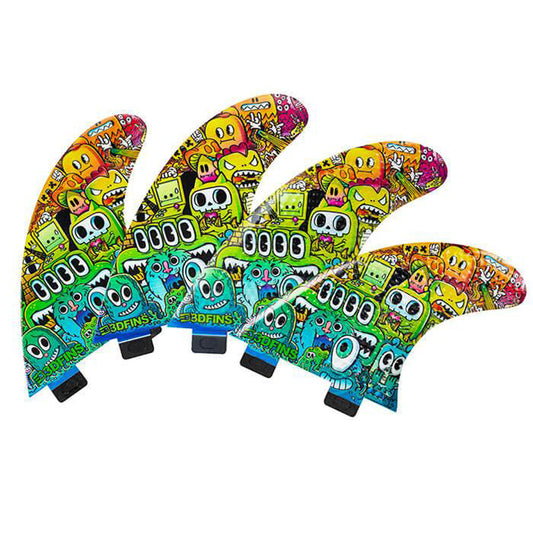 3D Fins - All Rounder Quad - Medium - Monsters (FCS1/Futures)