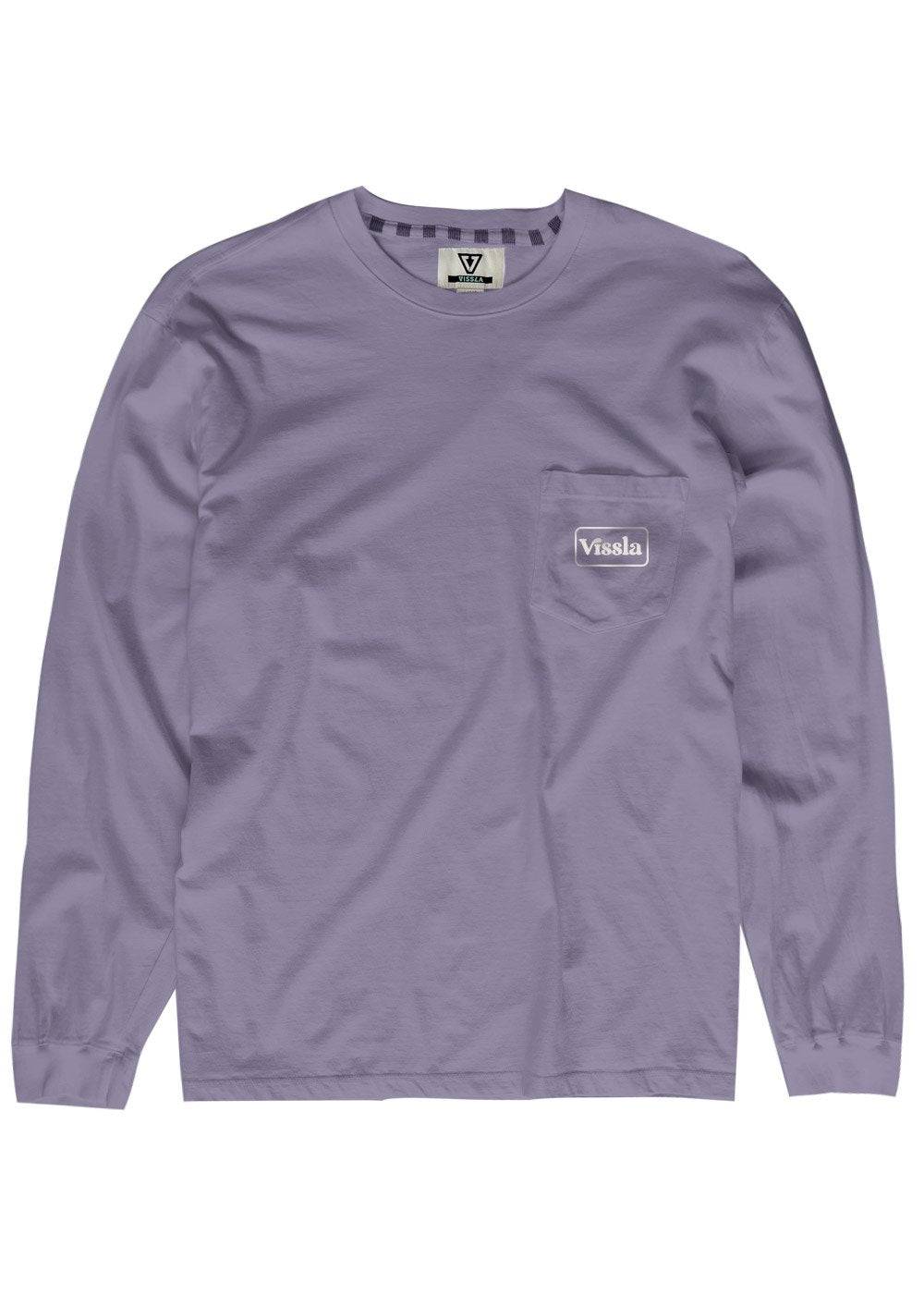 Vissla Coastwide Boys LS Tee in purple with front pocket logo.