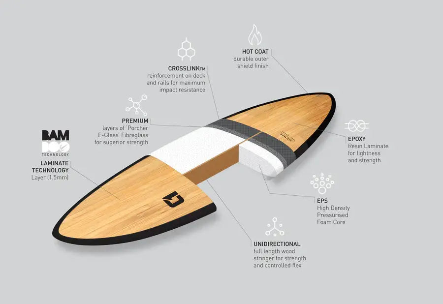 9ft Bamboo Longboard Surfboard with Fins for All Levels