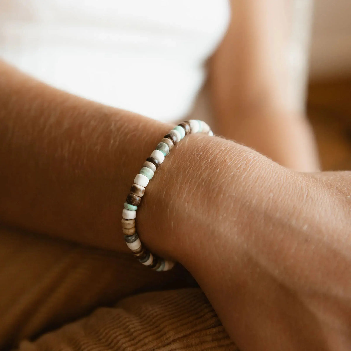 Laut Green & Wood Beaded Bracelet