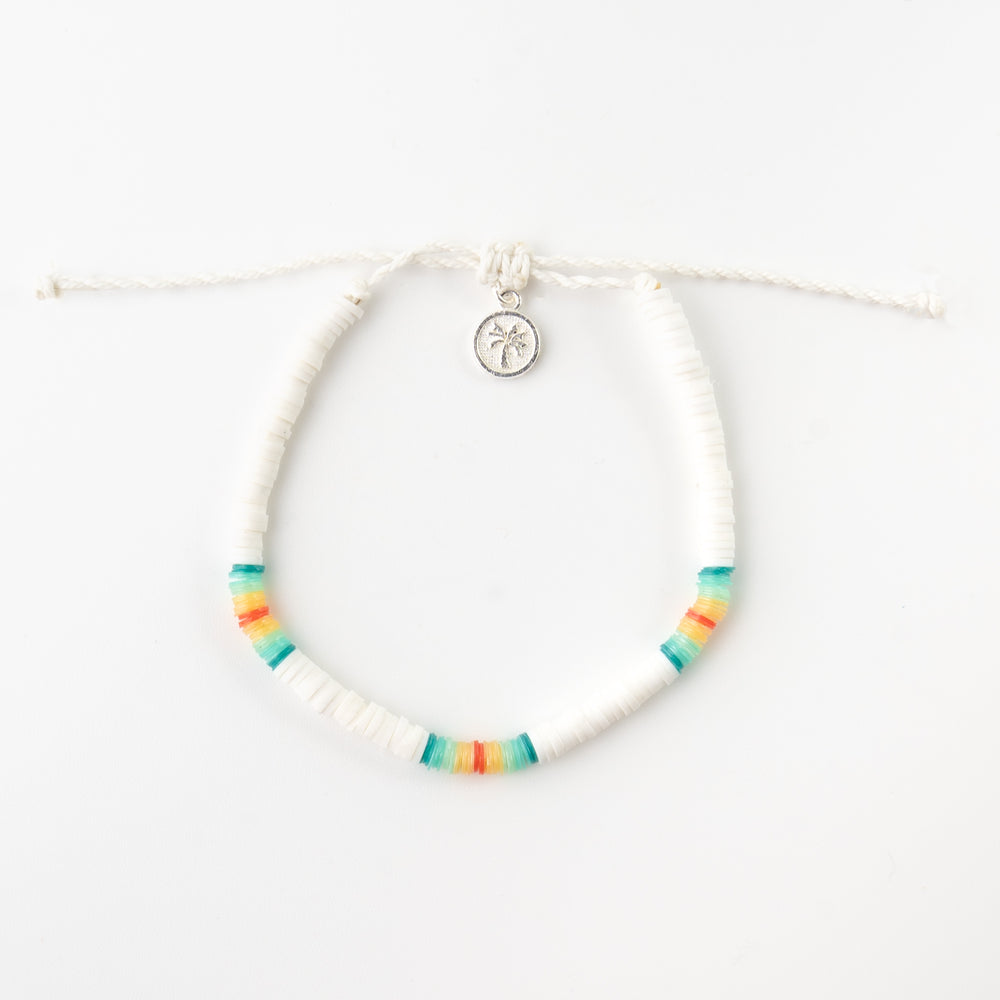 Pineapple Island bracelet FIM-016 with white beads and colorful accents.