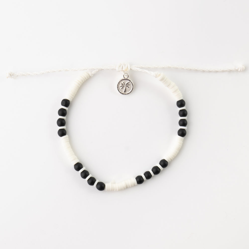 Stylish Pineapple Island Anklet FIA-024 with black and white beads.