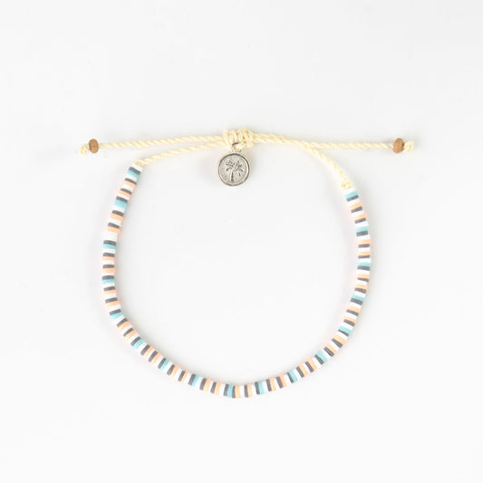 Pineapple Island Avalon clay beaded anklet with pastel beads and charm.
