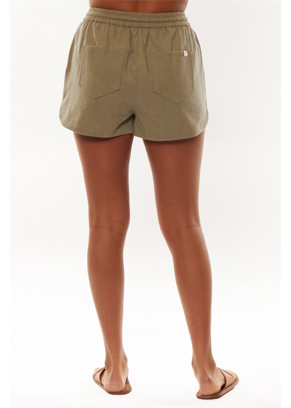 Sisstrevolution Isla Waves Short in Light Agave, back view with pocket details.