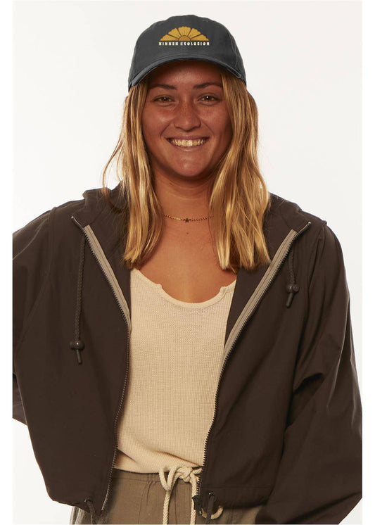 Sisstrevolution Sisstr Surf Hat in black with curved bill and logo design.
