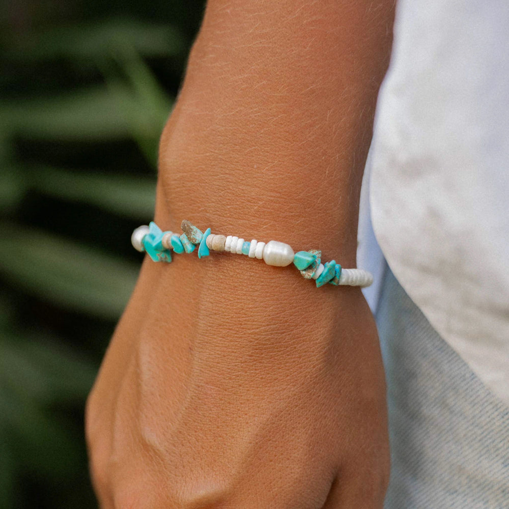 Pineapple Island Love Is Here Natural Stone, Pearl & Shell Bracelet