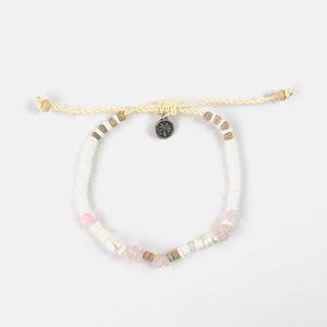 Pineapple Island Love Is Here Natural Stone, Pearl & Shell Bracelet - Rose Quartz