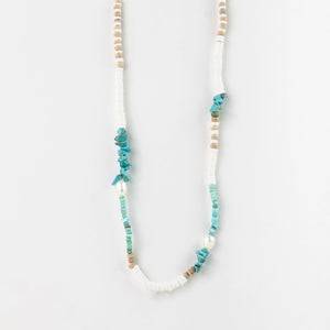 Pineapple Island Love Is Here Natural Stone, Pearl & Shell Necklace - Turquiose