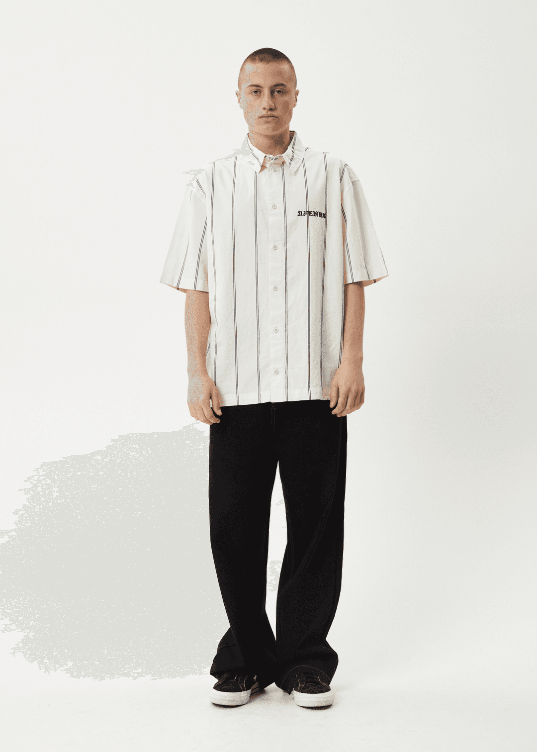 AFENDS Fineline Short Sleeve Shirt - Limestone