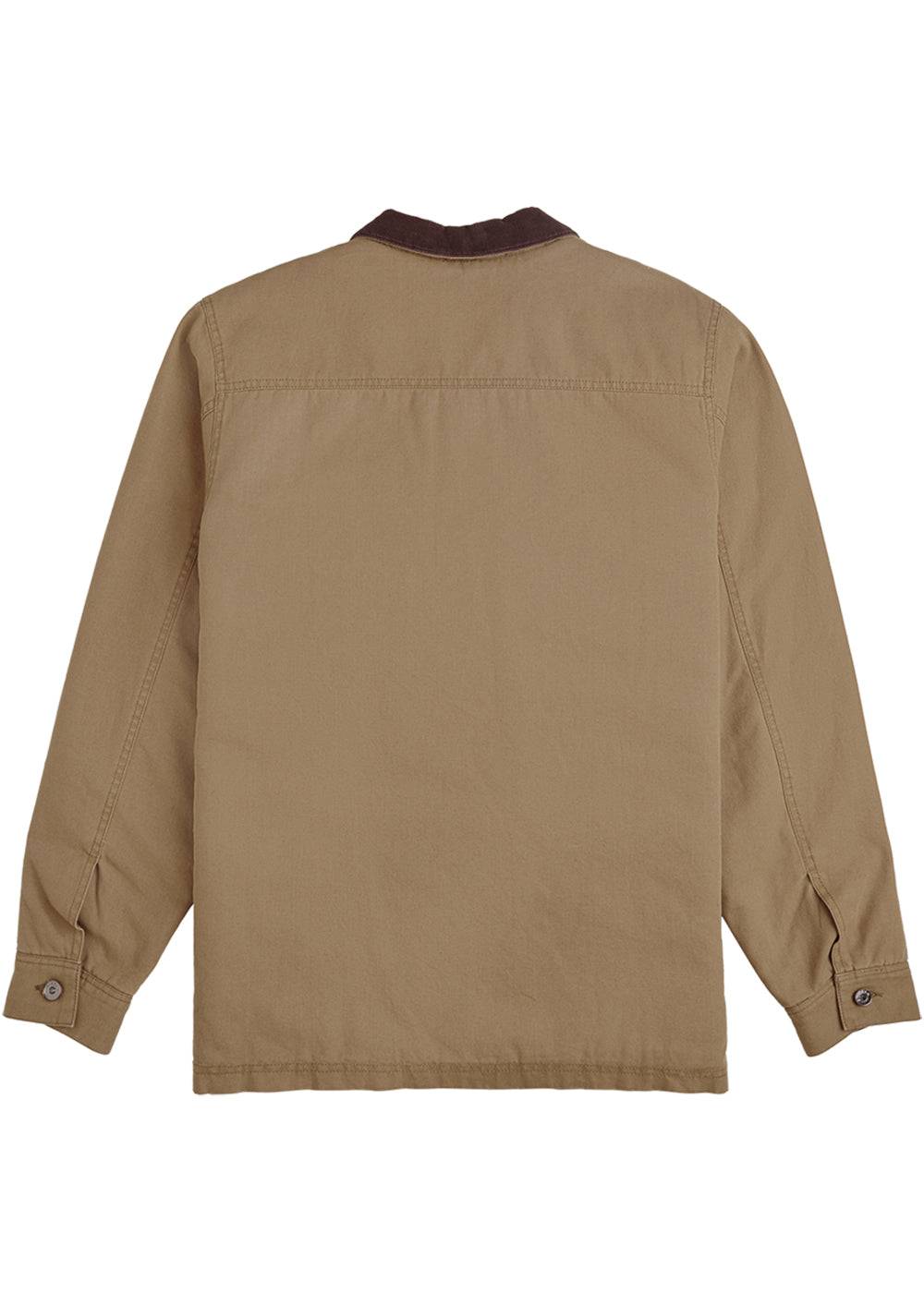 Back view of Vissla Peterson Jacket in dark khaki with a clean design.