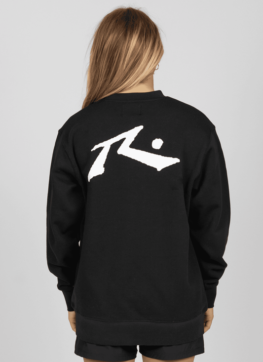 Rusty Baseline Boyfriend Fleece Crew - Black