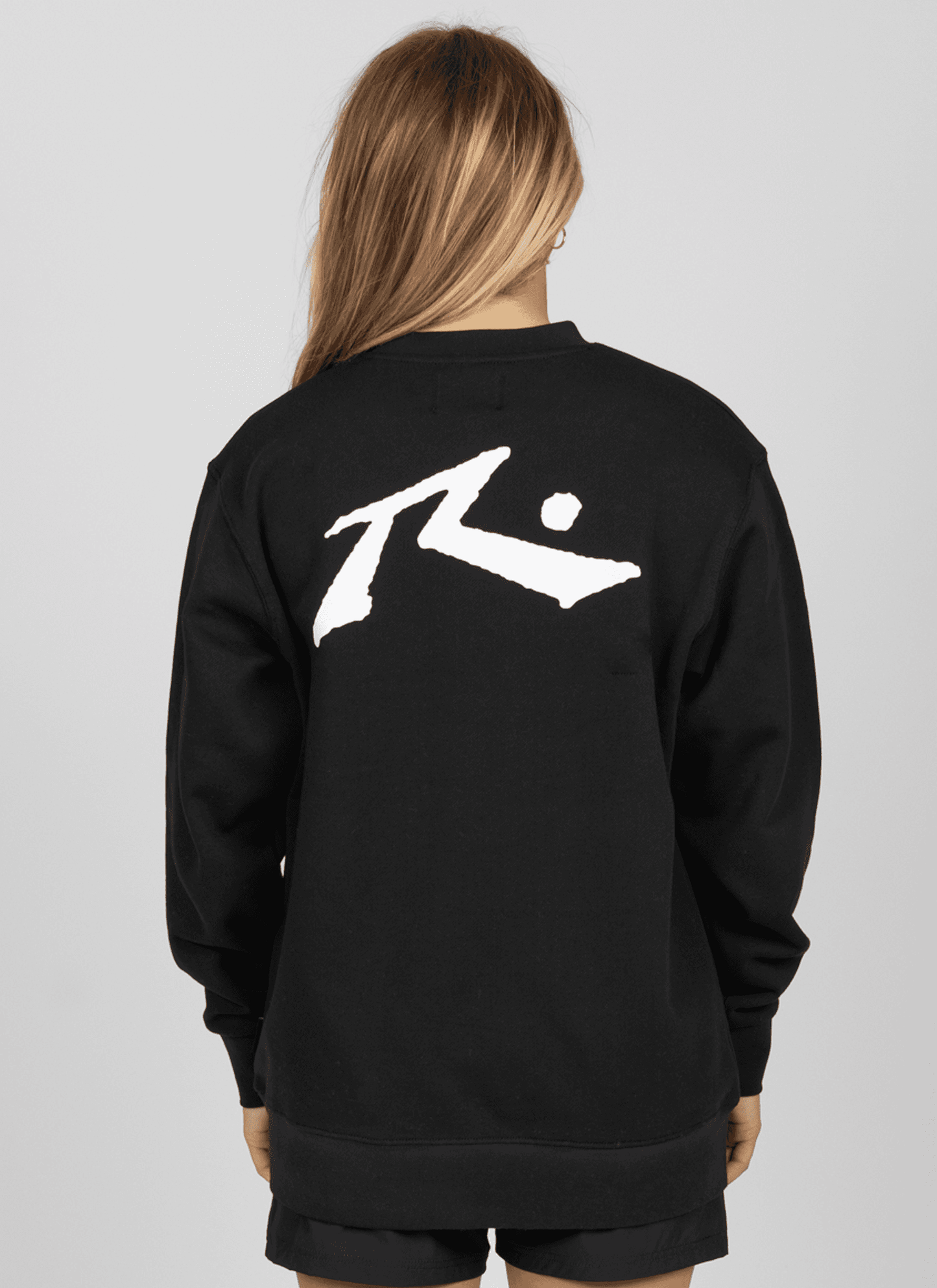 Rusty Baseline Boyfriend Fleece Crew - Black