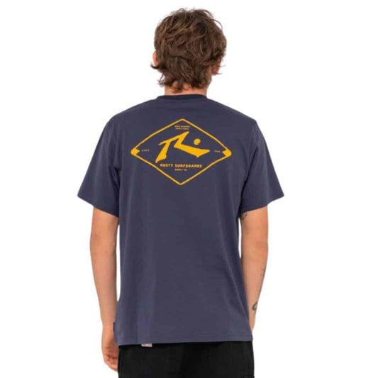 Rusty Wull Wolume Short Sleeve Tee Navy Gold