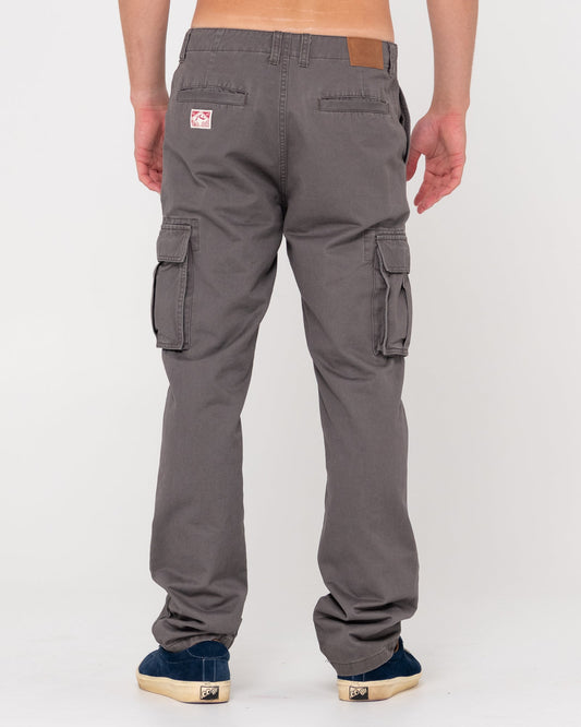 Rusty Manila Cargo Pant, back view showcasing pockets and logo detail.