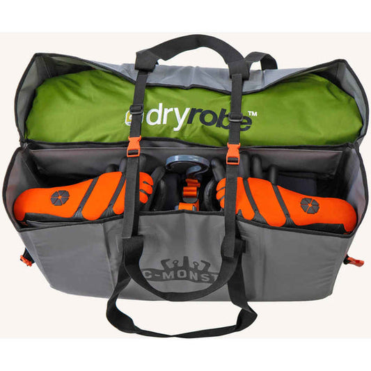 C-Monsta Split Bag open, showcasing organized compartments with gear inside.
