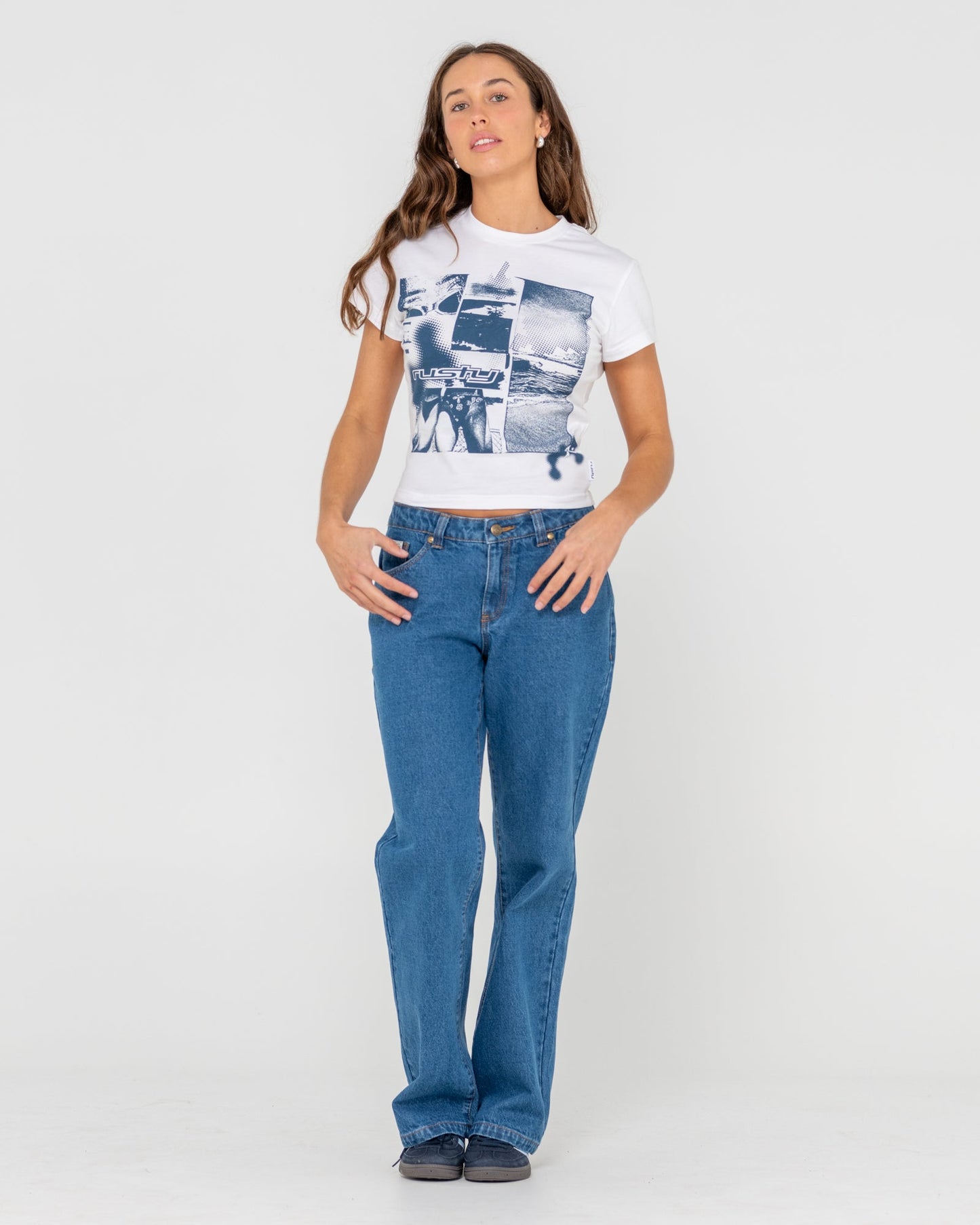 Rusty Greetings 2.0 Skimmer baby tee - white