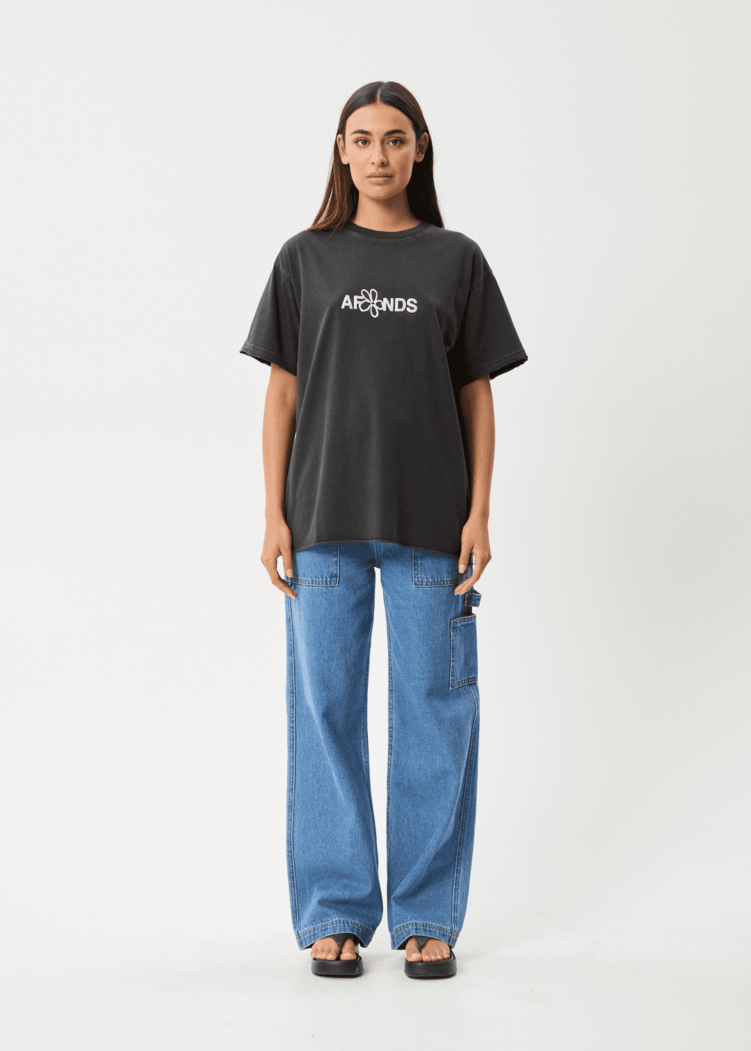 AFENDS Frolic Oversized Tee - Stone Black