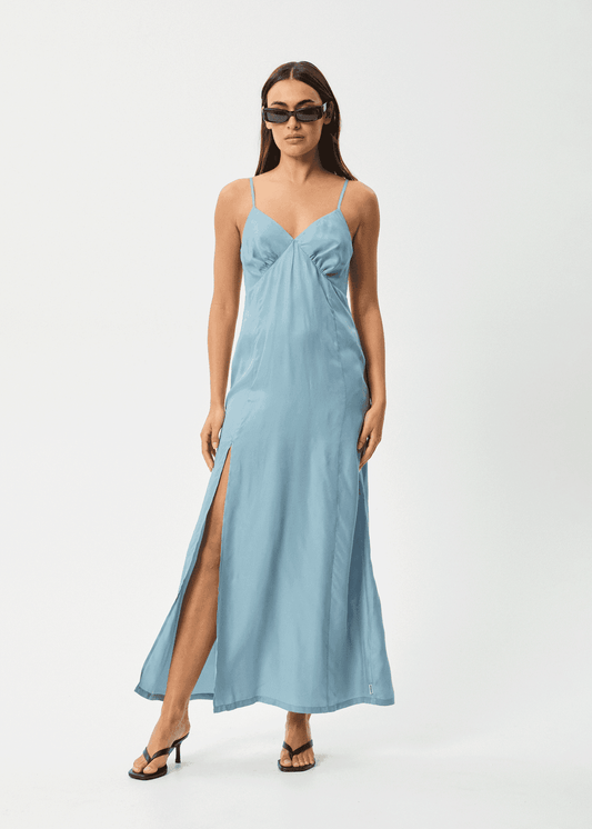 AFENDS Delia Cupro Maxi Dress - Ether Blue