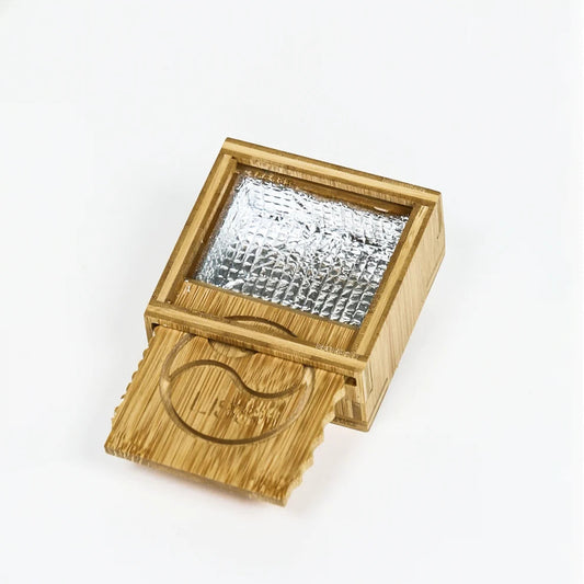 Bamboo surf wax box with insulated lid for protection