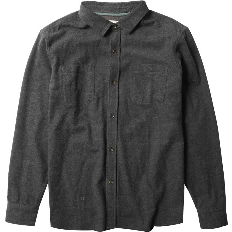 Vissla Shaver LS Flannel in black, long sleeve shirt with button-up design.