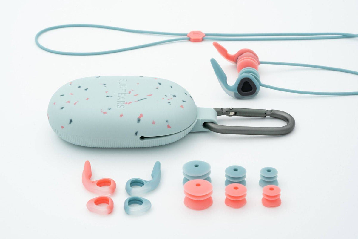 SurfEars 4.0: Surfing Ear Plugs - Coral/Sky