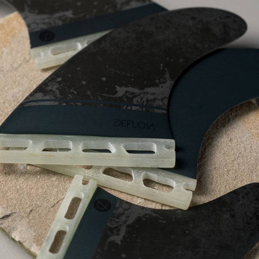 Close-up of Deflow SUPRA QUATTRO M quad fins showcasing durable build.