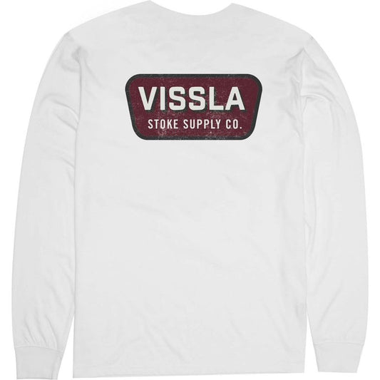 Back view of Vissla Supply Co. white LS pocket tee