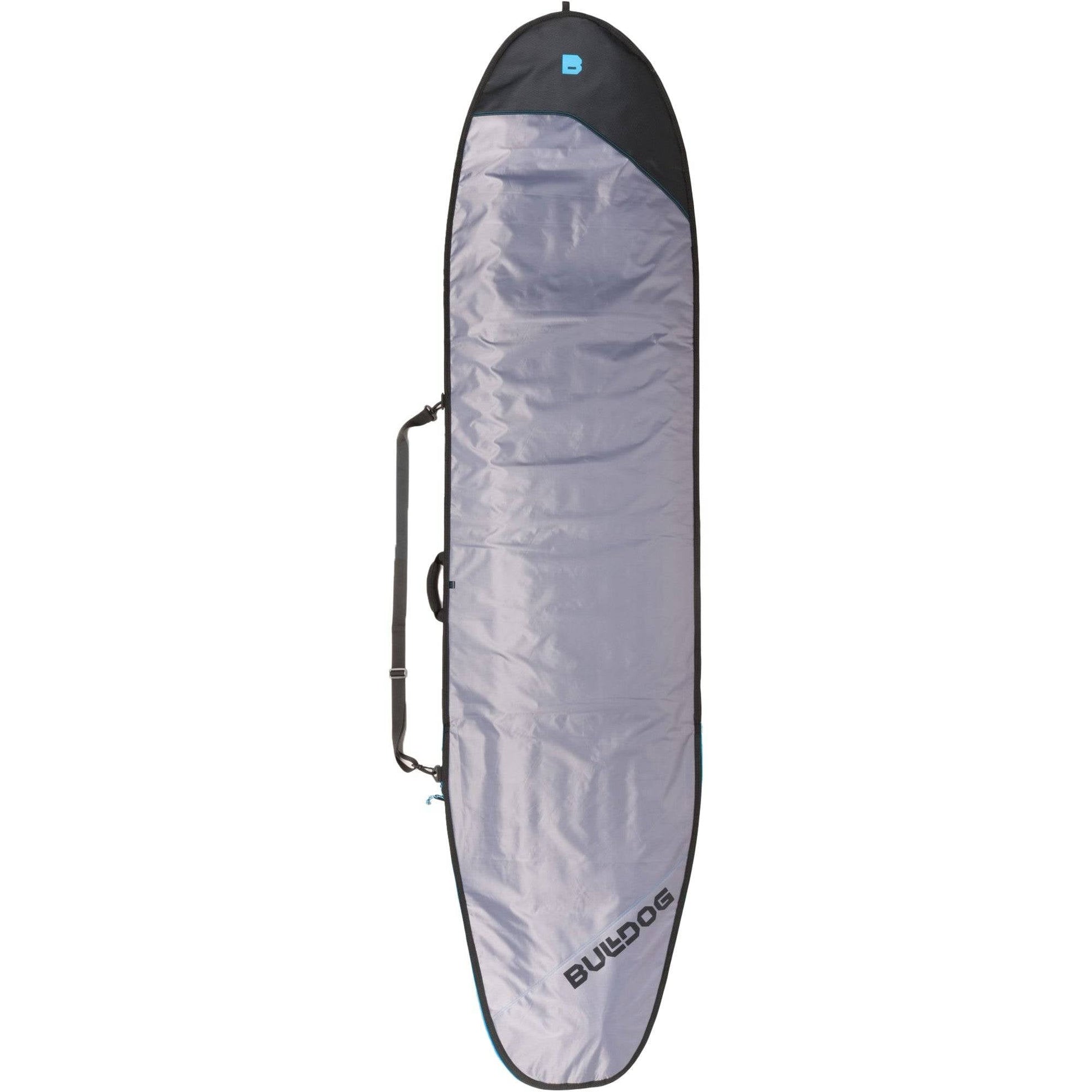 Bulldog Essentials Longboard Surfboard Bag with durable silver exterior.