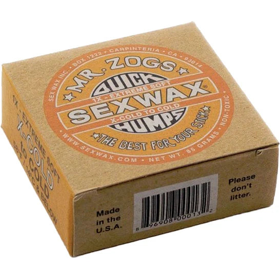 SexWax Quickhumps green surfboard wax for cool to mid warm waters.