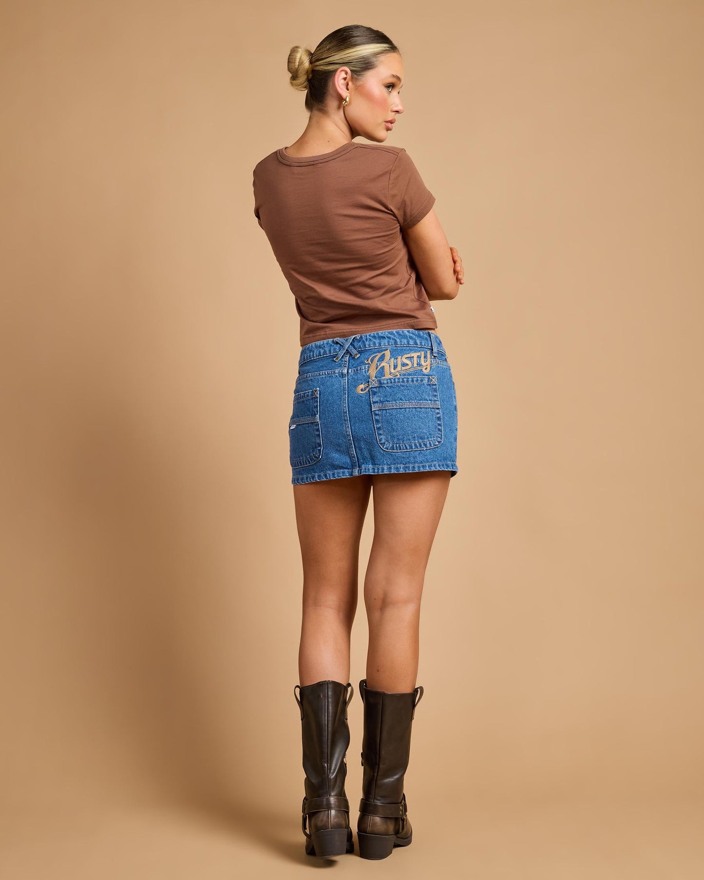 Rusty Risque Low Rise Denim Micro Skirt
