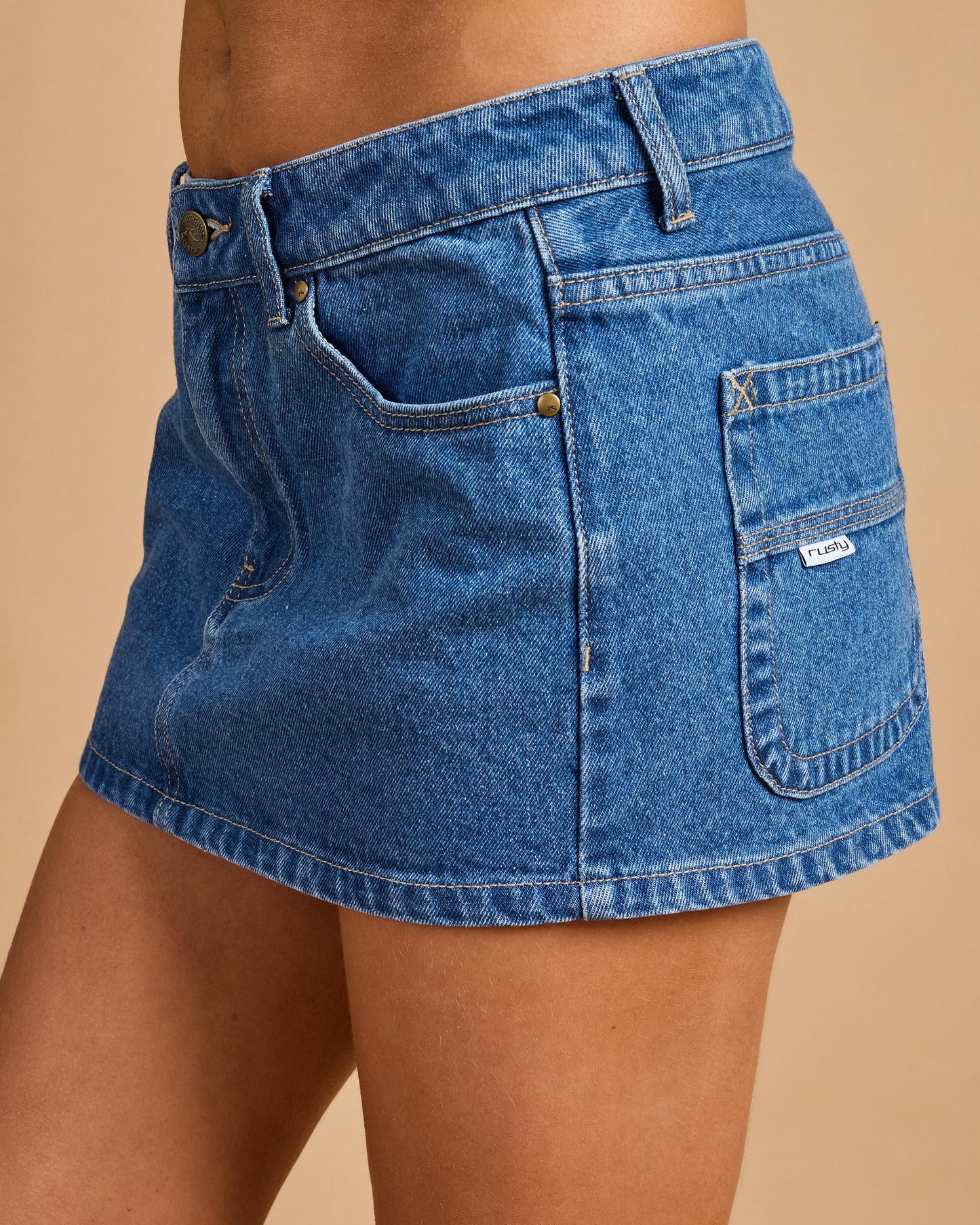 Rusty Risque Low Rise Denim Micro Skirt