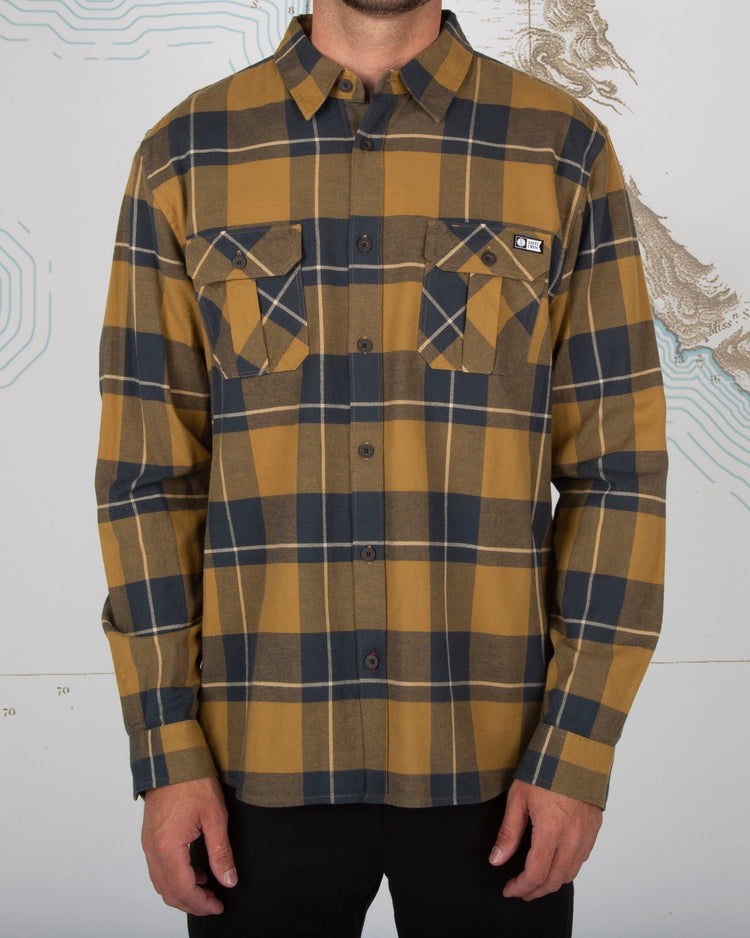 Salty Crew Traverse L/S flannel shirt - brown