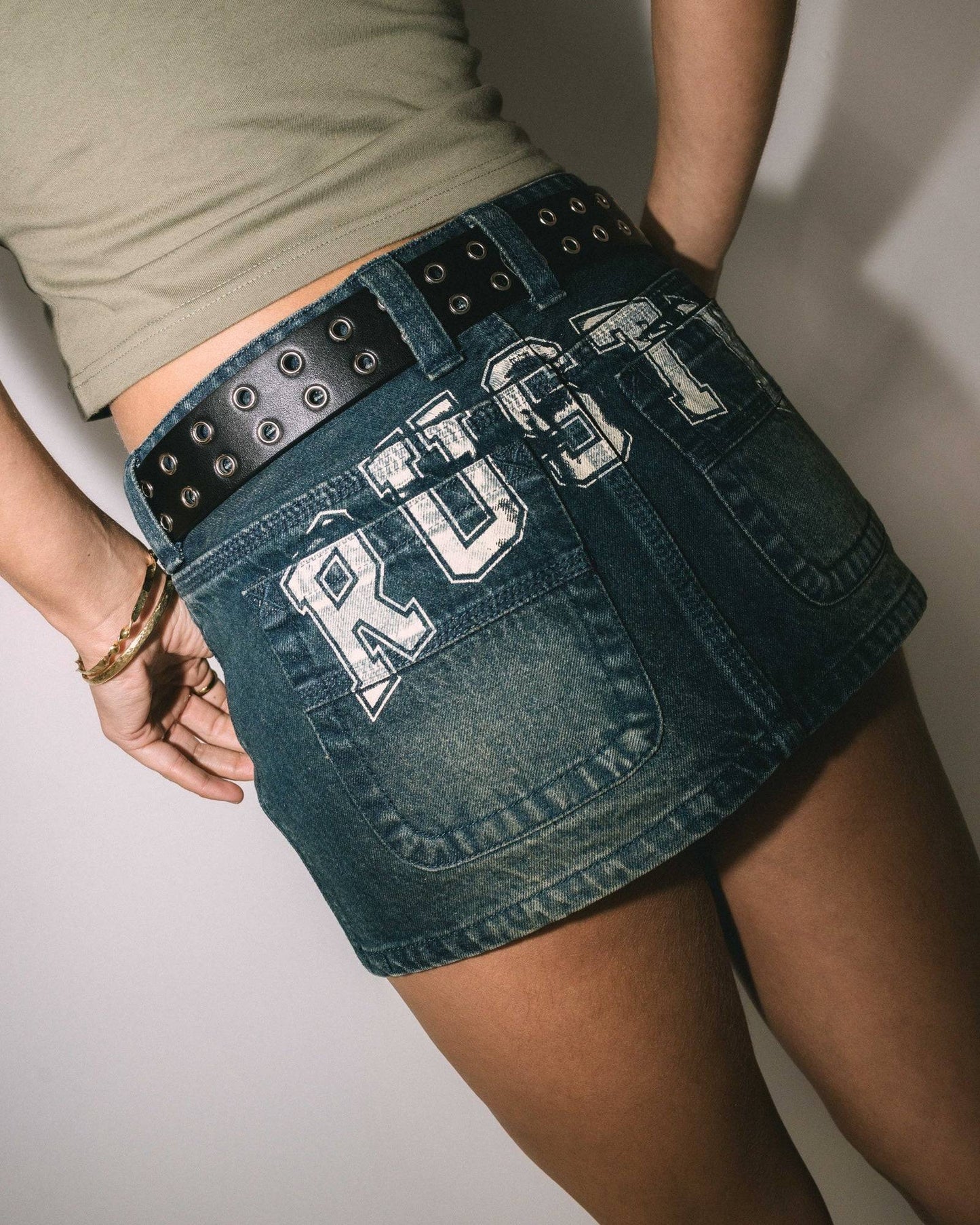 Rusty Norty Low Rise Denim Micro Mini Skirt