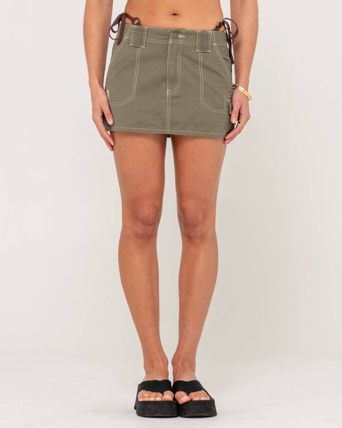 Rusty Dirtbag Cargo Low Rise Mini Skirt