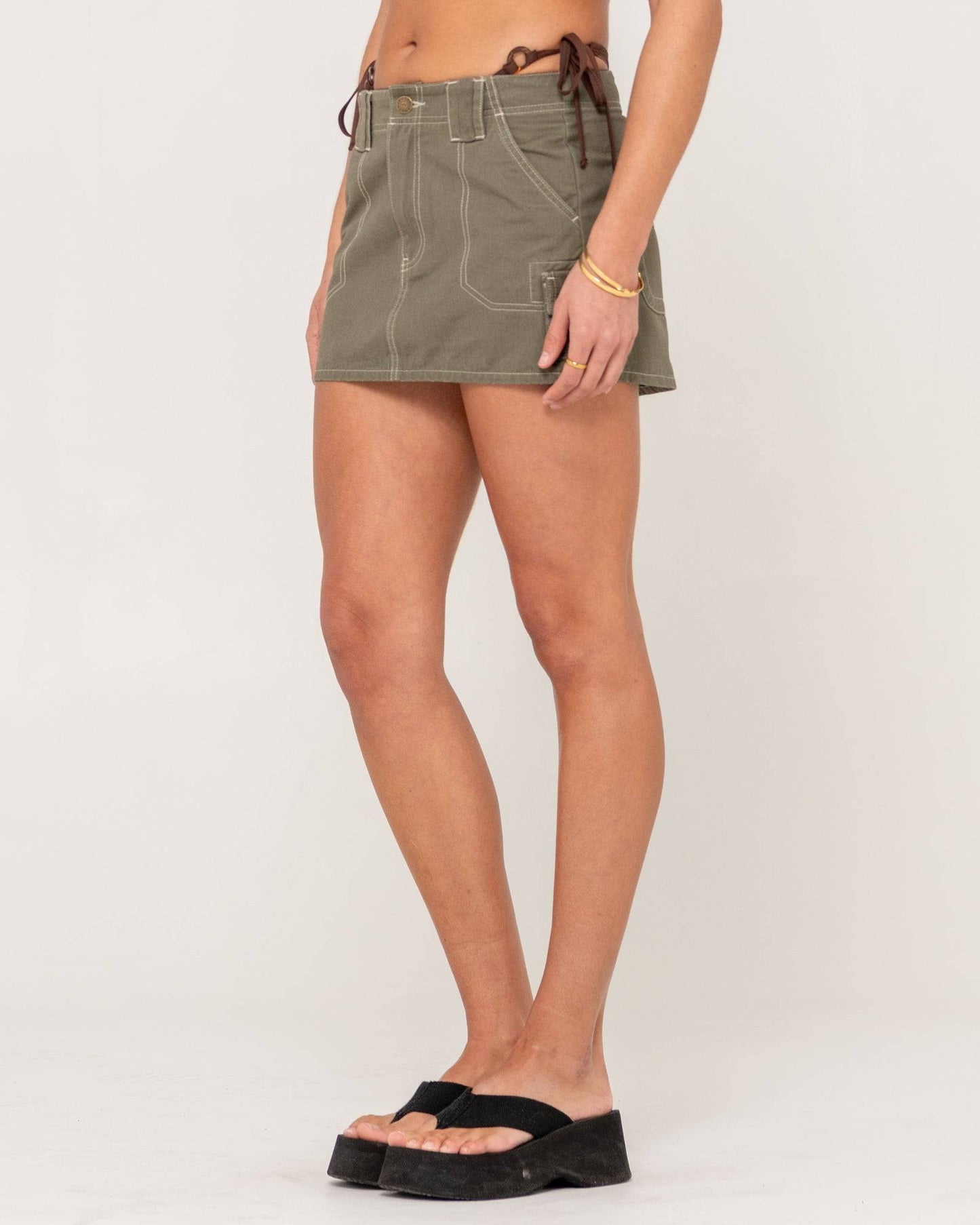 Rusty Dirtbag Cargo Low Rise Mini Skirt