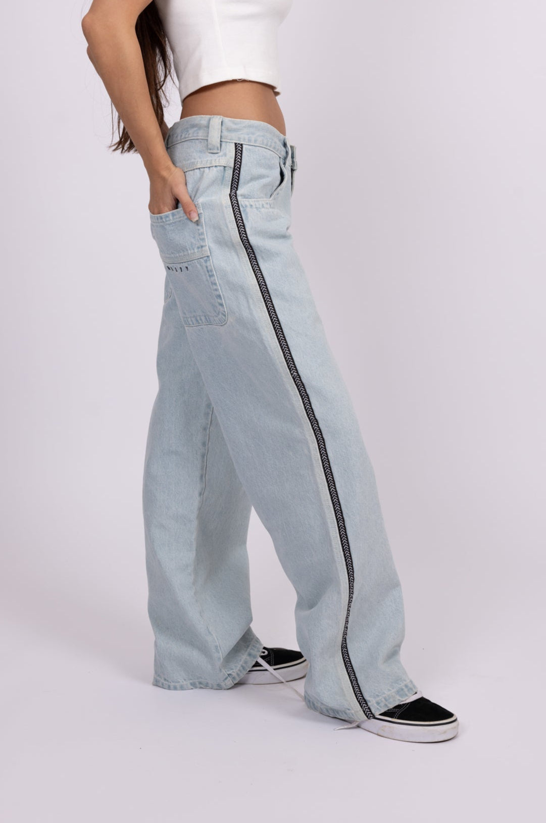 Rusty Flip Mommy low rise wide leg denim pant - sky blue heather