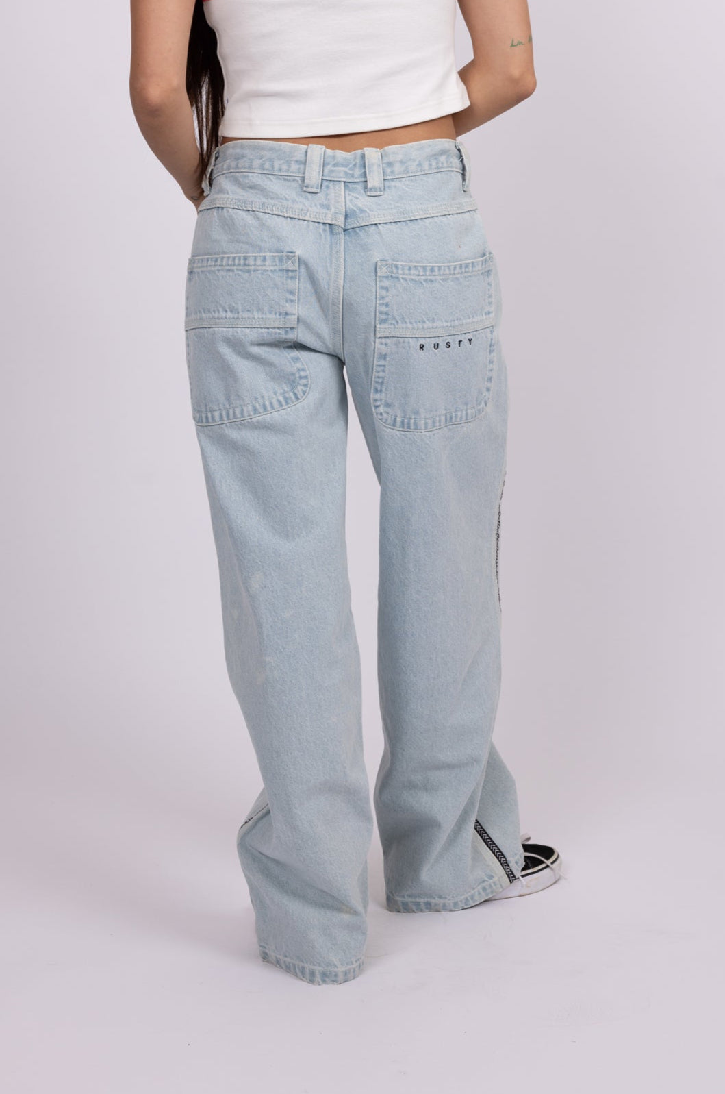 Rusty Flip Mommy low rise wide leg denim pant - sky blue heather