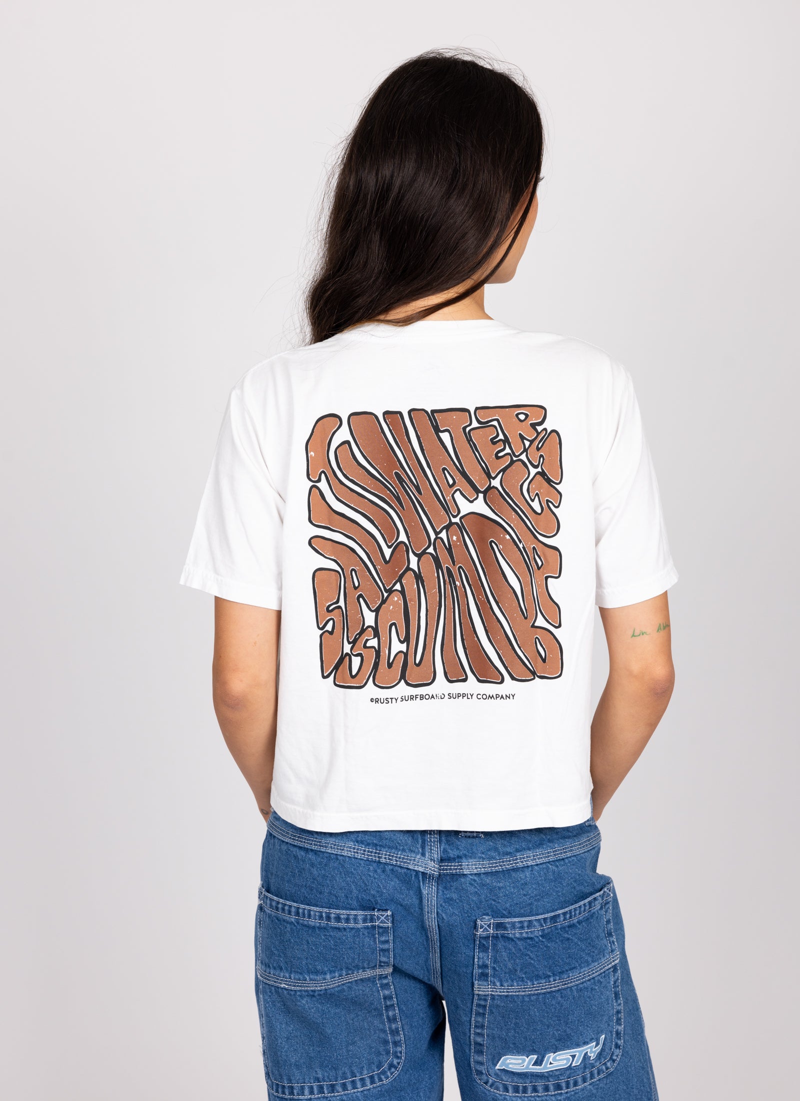 Rusty Saltwater Scumbag crop tee