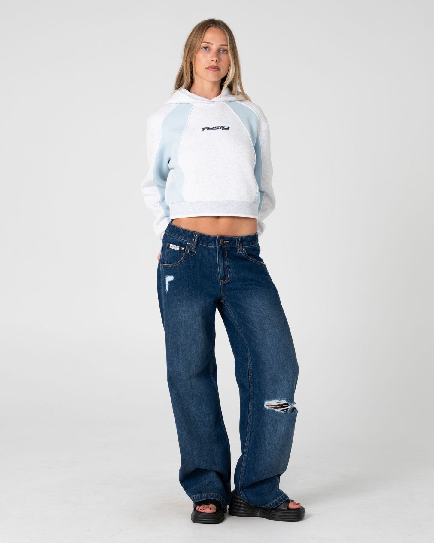 Rusty Mini Two Tides Cropped Fleece Hoodie