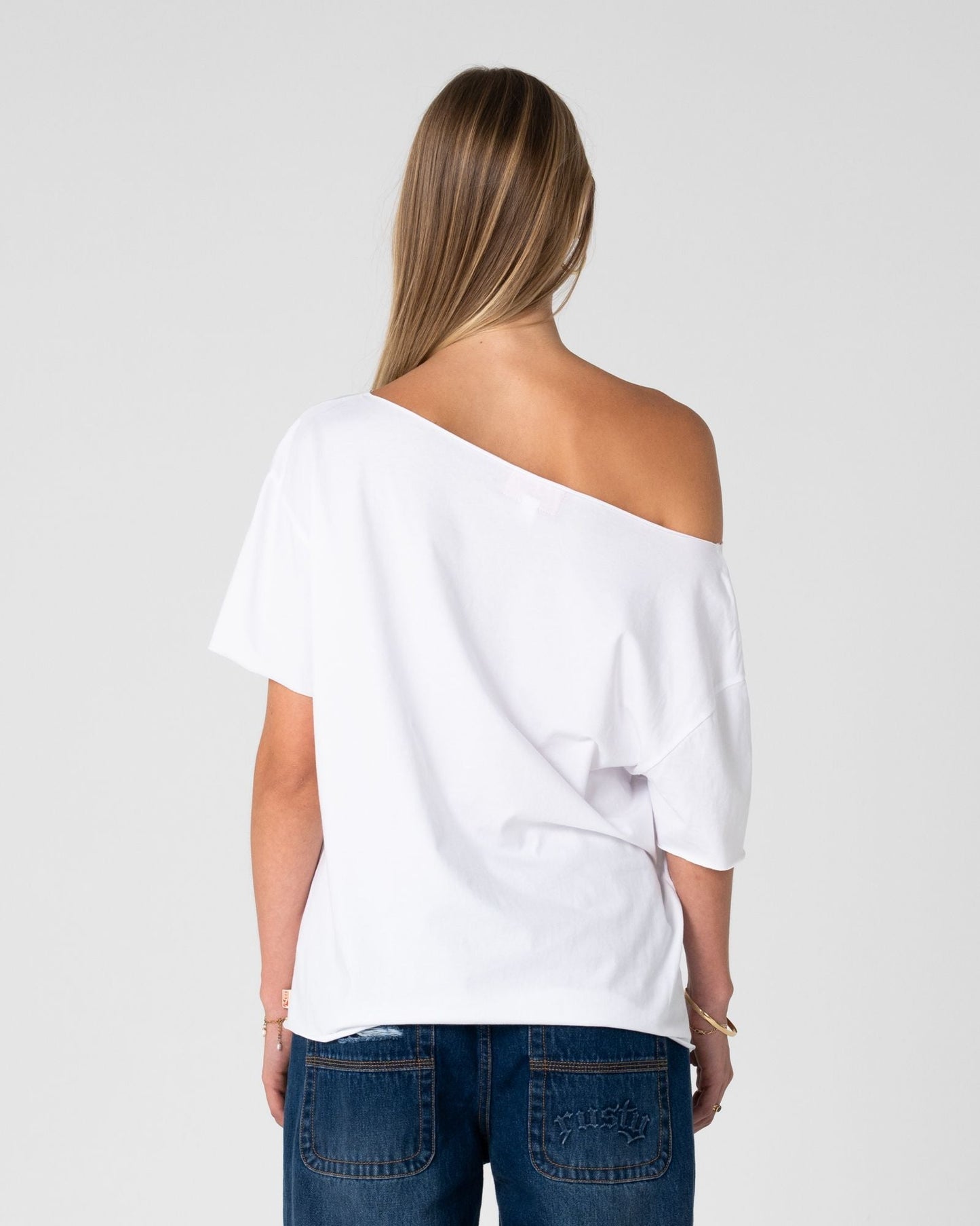 Rusty New But Old Off Shoulder Graphic Tee