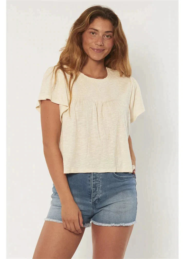 Sisstrevolution Kinsley S/S Knit Top - Sea Salt