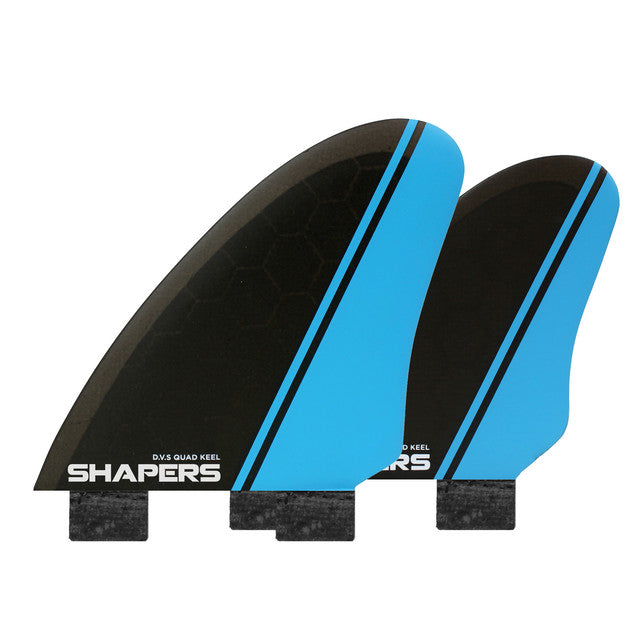 Shapers Fins - DVS Quad Keel - Black/Blue - Twin Tab Base