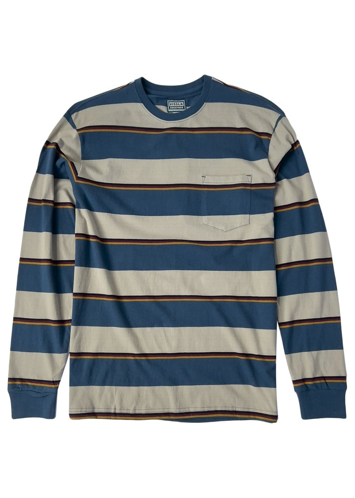 Vissla Creators Stripe LS Pocket Tee- Deep Water