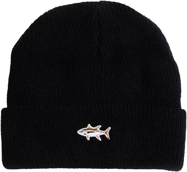 Salty Crew Fishsticks beanie in black with embroidered fish logo.
