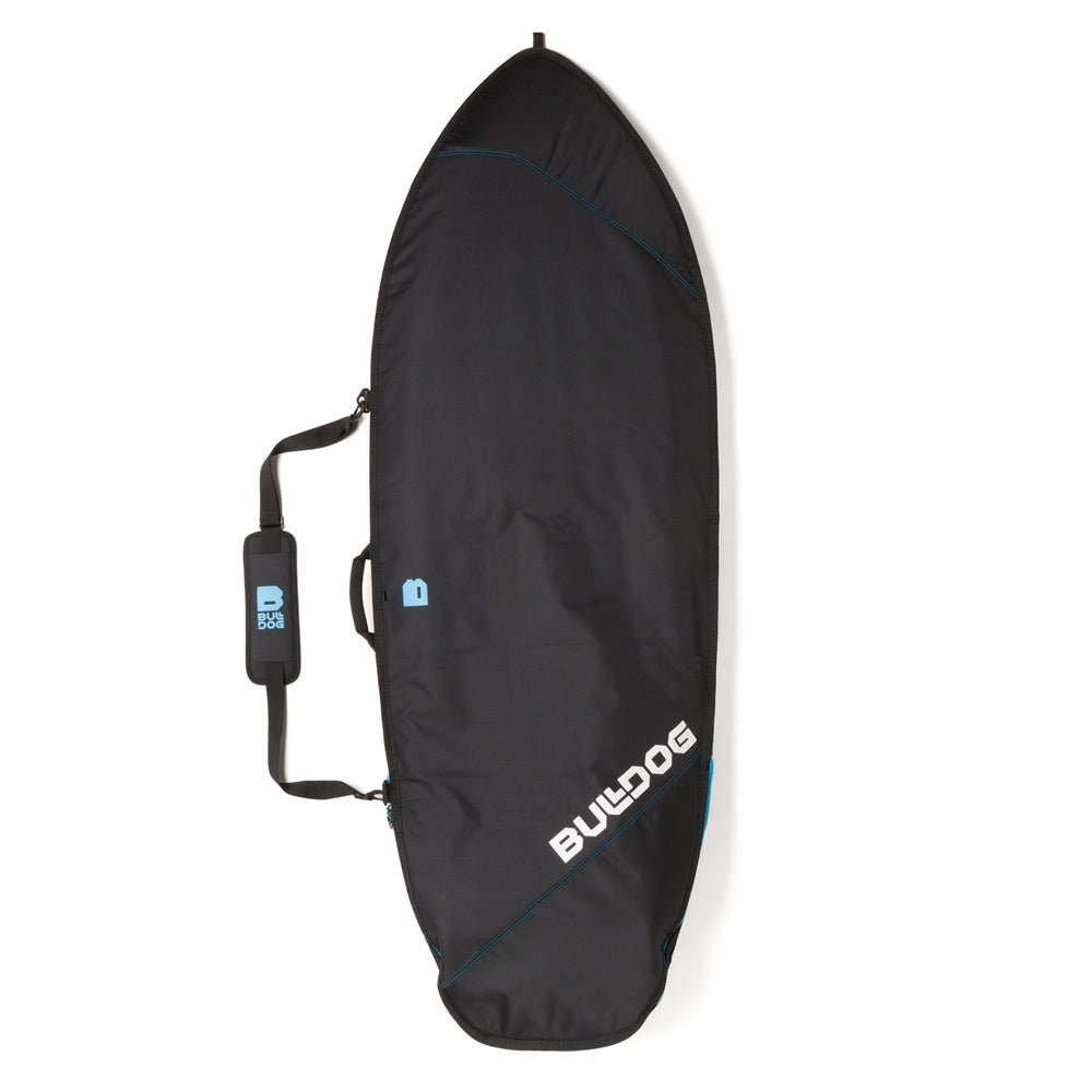 Bulldog Core Fish Surfboard Bag 6'7, black exterior with padded shoulder strap.