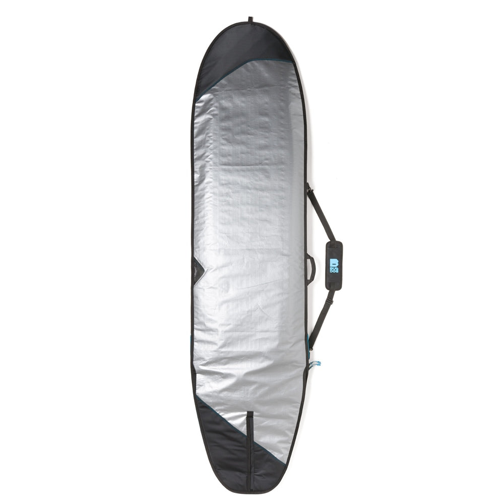 Bulldog Core Longboard Surfboard Bag 9'6, silver interior with reinforced design.