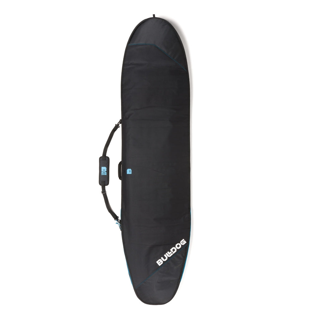 Bulldog Core Longboard Surfboard Bag 9'6, black exterior with padded strap.