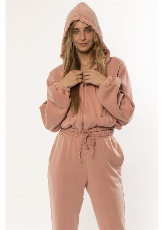 Sisstrevolution Thrill Ls Fleece Top in Rose Water