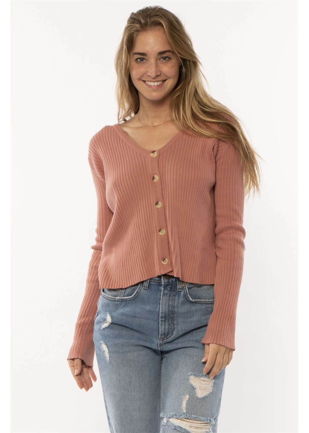 Sisstrevolution Sunburst Ls Knit Top in Rose Water